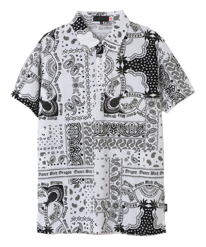 バンダナプリントシャツ衿ポロ(WHITE-M)