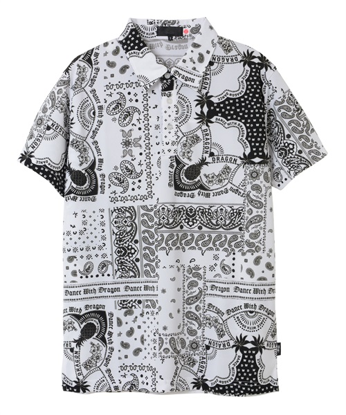 バンダナプリントシャツ衿ポロ(WHITE-M)