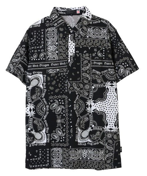 バンダナプリントシャツ衿ポロ(BLACK-M)