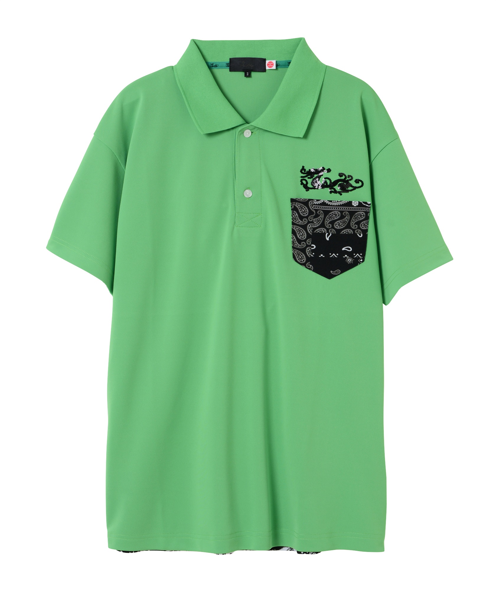 バックバイカラーポロ(GREEN-M)