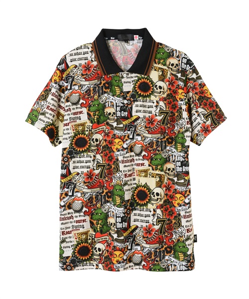 フラワーMIXプリントポロ(BROWN-M)