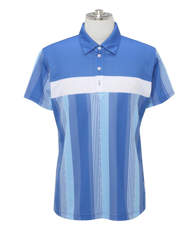 トーンパターンPRTシャツポロ(BLUE-M)