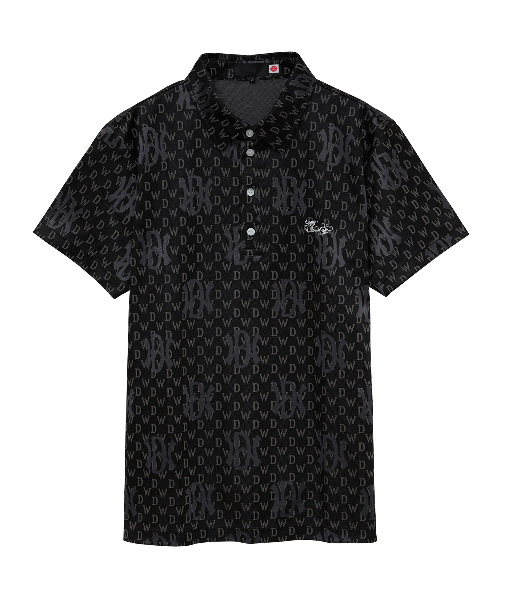 DWロゴジャガードシャツ衿ポロ(BLACK-M)
