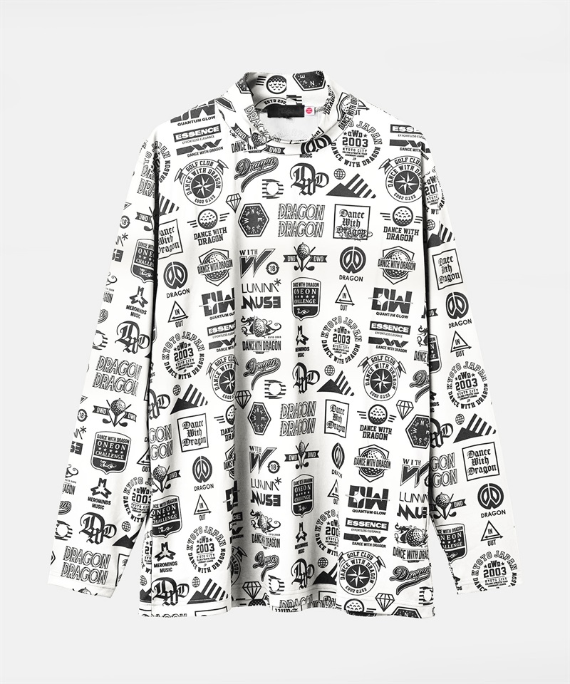 Various marksプリント長袖モック(WHITE-M)