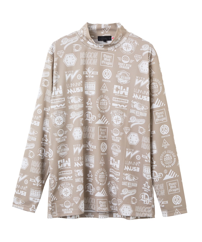 Various marksプリント長袖モック(BEIGE-M)