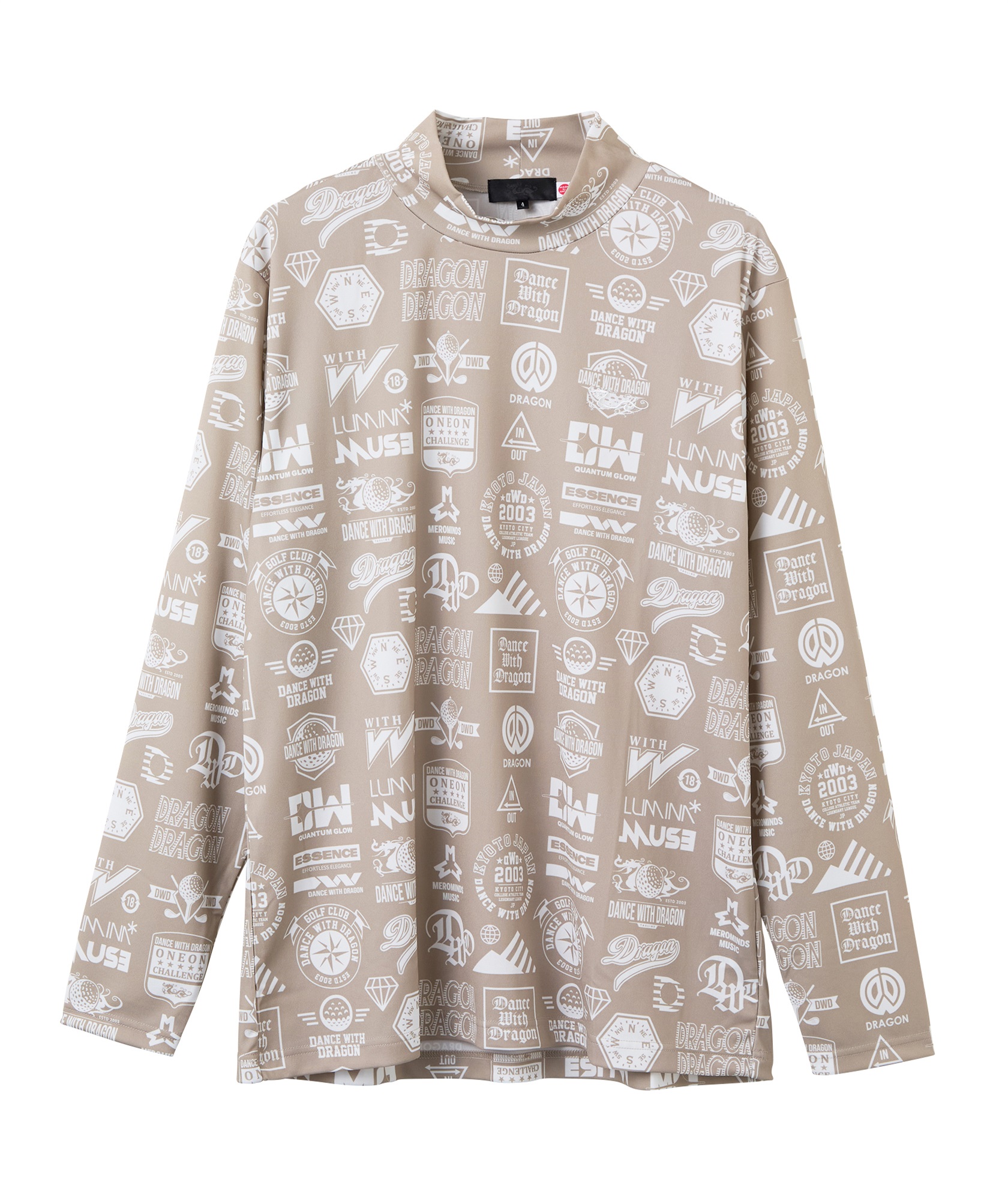 Various marksプリント長袖モック(BEIGE-M)