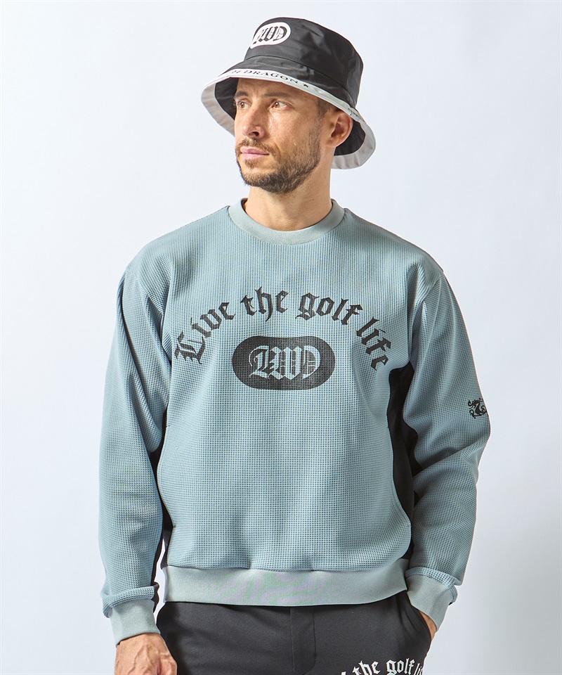 ストレッチワッフルトレーナー(GRAY-M)