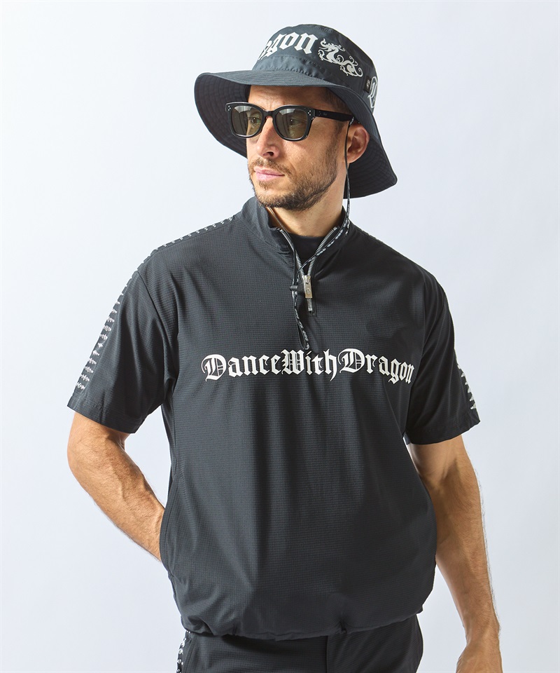 ナイロンブロックZIPモック(BLACK-M)