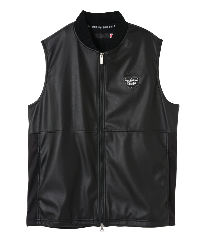 シンセティックレザーベスト(BLACK-M)