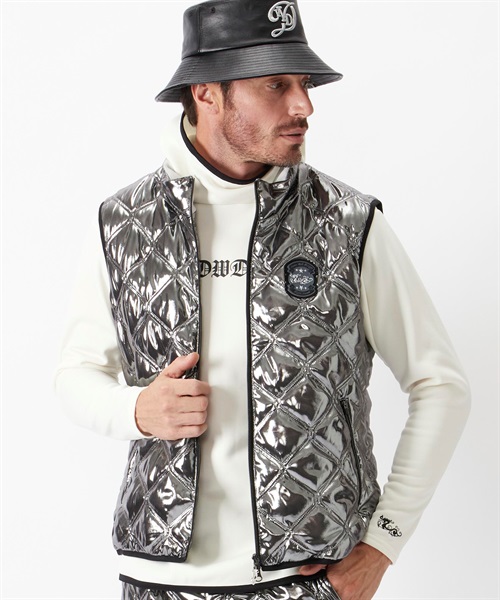 メタリックタフタキルティングベスト