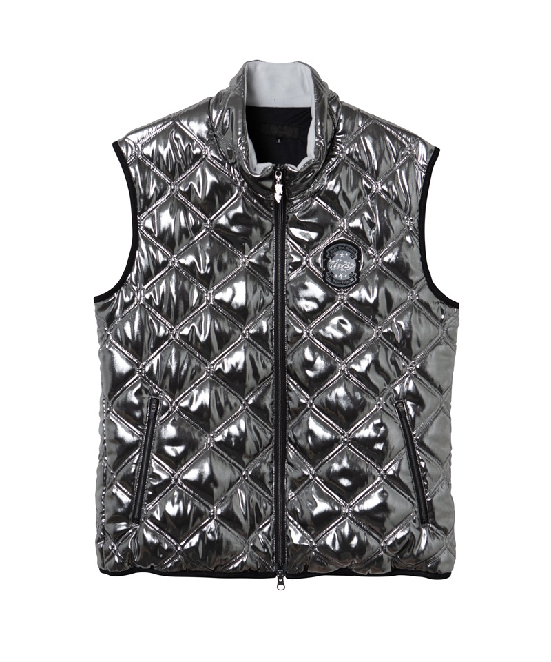 メタリックタフタキルティングベスト(DK SILVER-M)