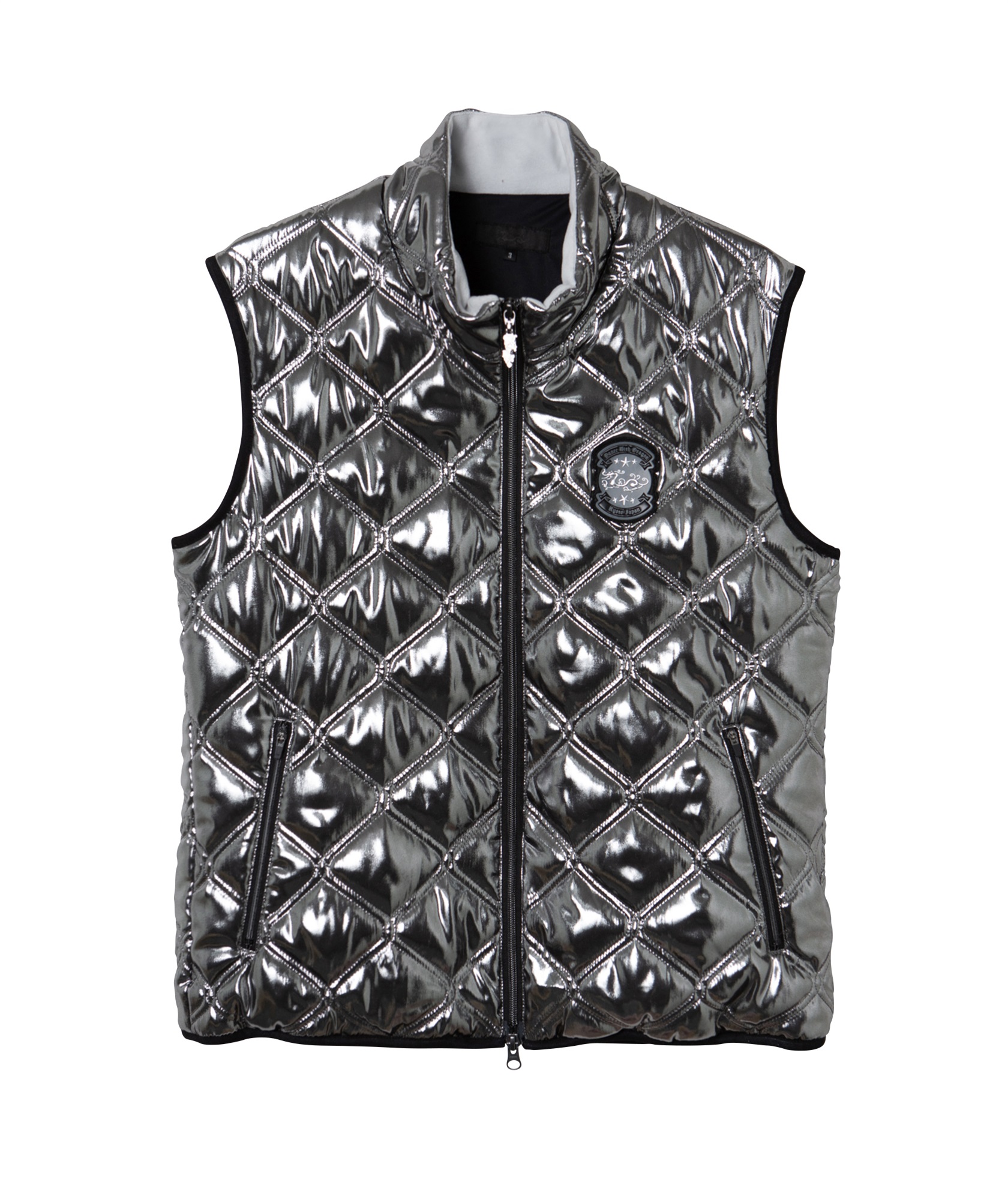メタリックタフタキルティングベスト(DK SILVER-M)