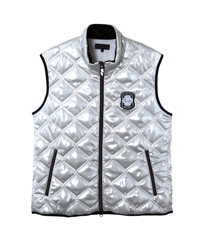 メタリックタフタキルティングベスト(SILVER-M)