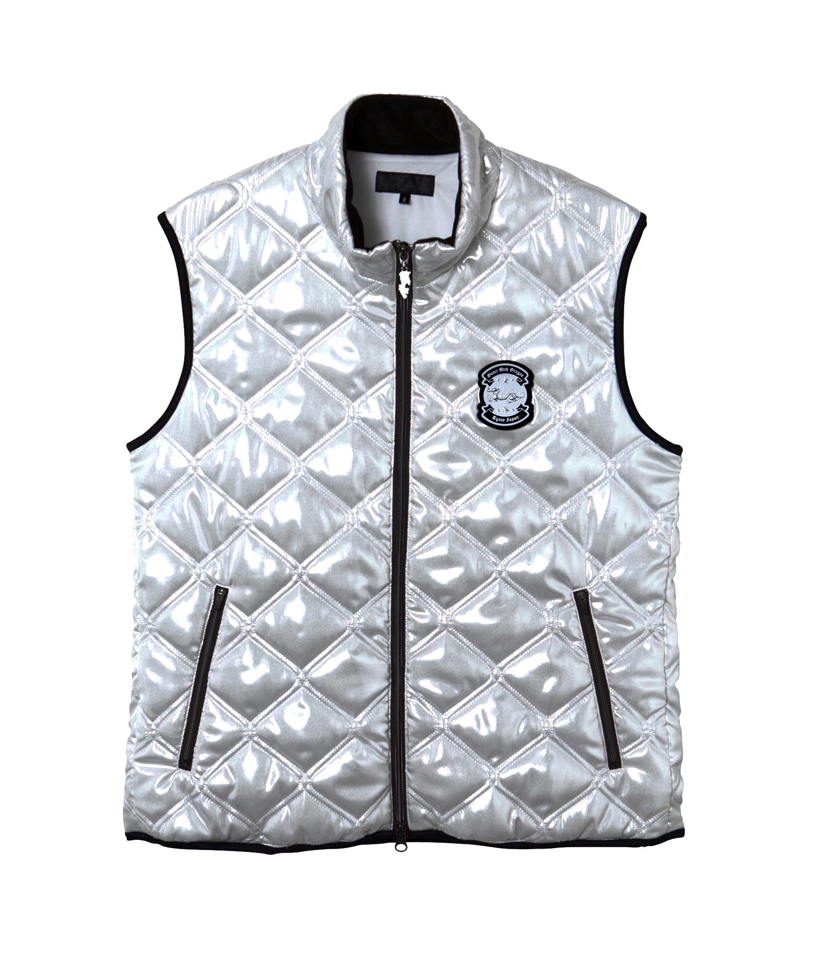 メタリックタフタキルティングベスト(SILVER-M)