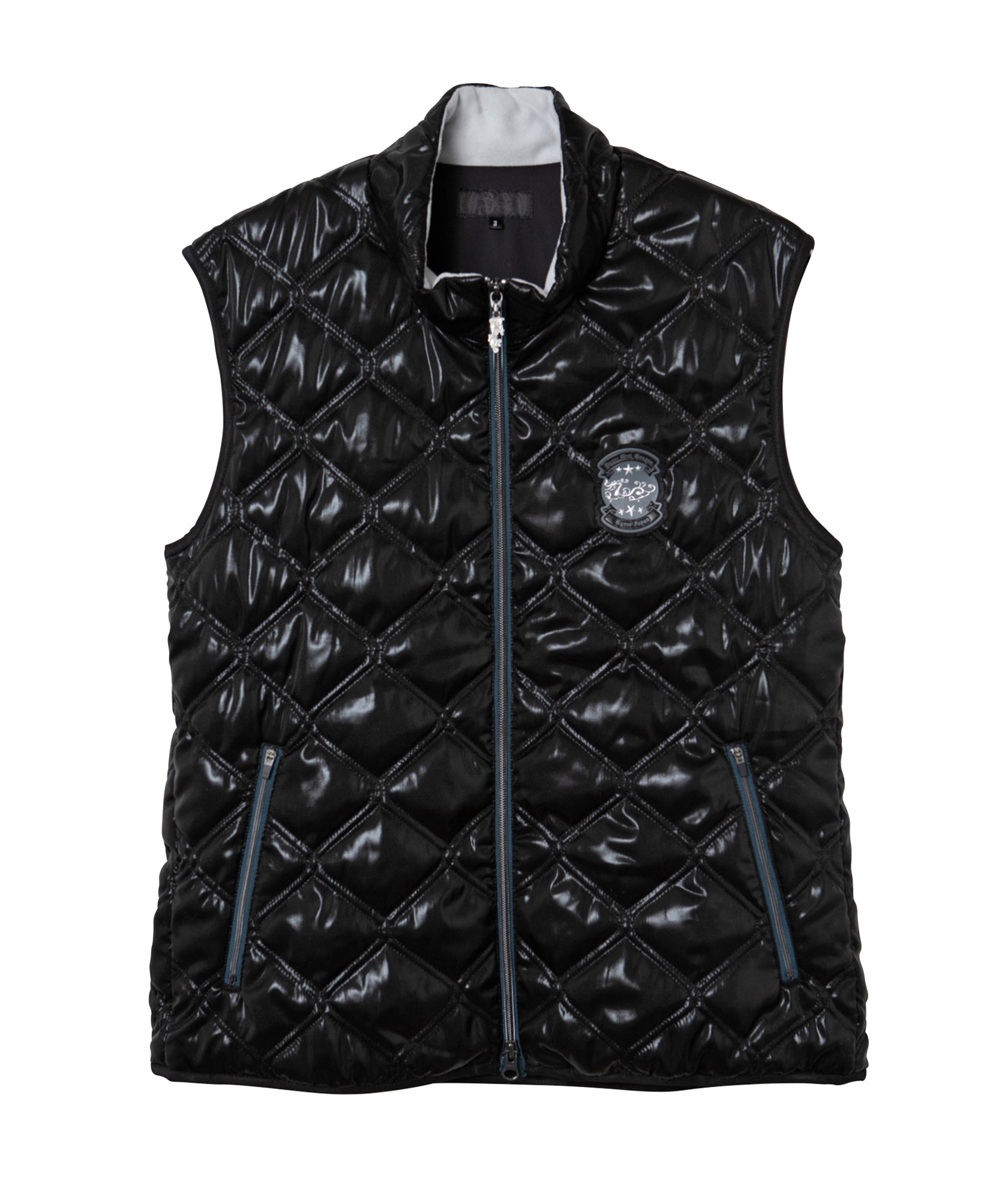 メタリックタフタキルティングベスト(BLACK-M)