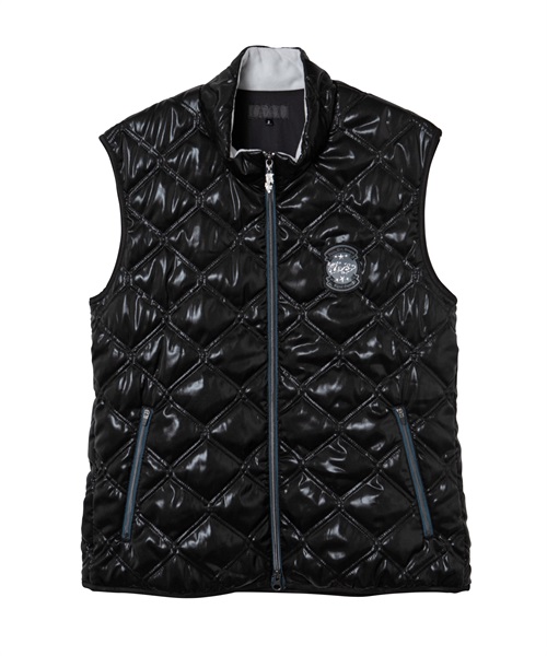 メタリックタフタキルティングベスト(BLACK-M)