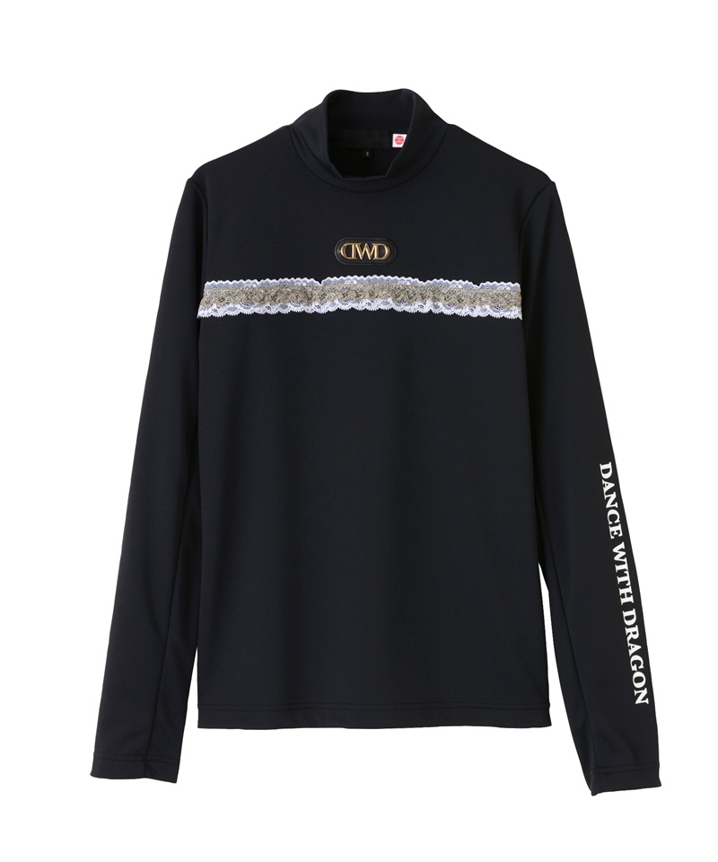 TBピンメッシュ長袖モックシャツ(BLACK-M)