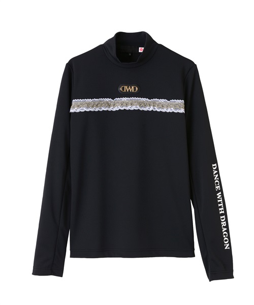 TBピンメッシュ長袖モックシャツ(BLACK-M)