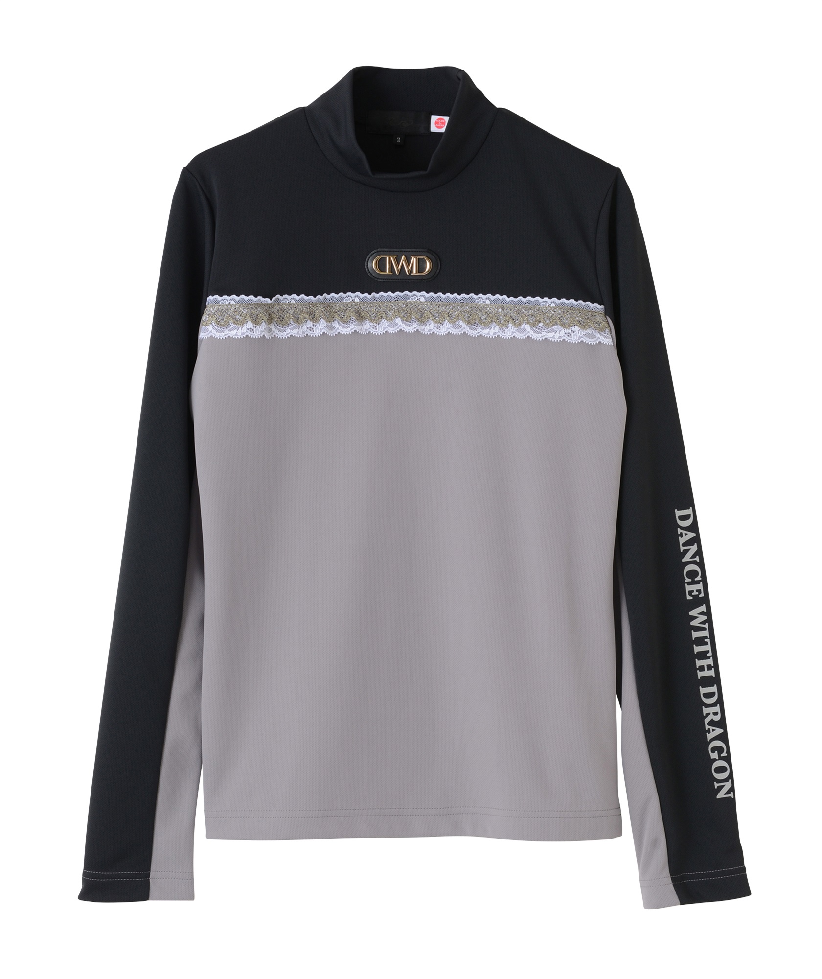 TBピンメッシュ長袖モックシャツ(BLACK GRAY-M)