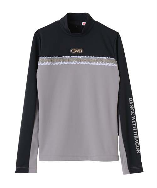 TBピンメッシュ長袖モックシャツ(BLACK GRAY-M)