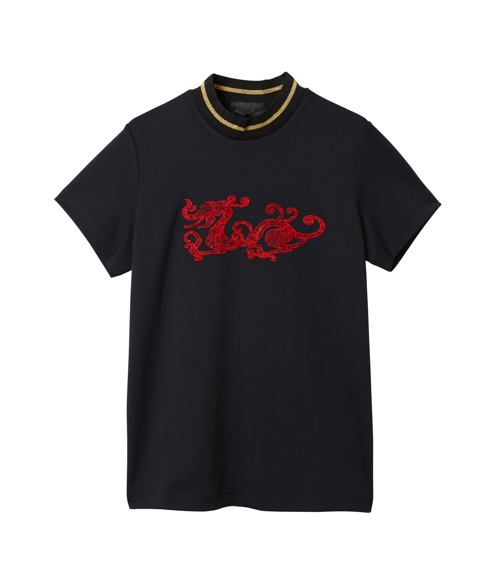 COCOTY半袖モックネック(BLACK-M)
