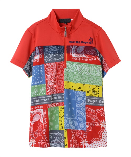 バンダナプリント半袖ZIPシャツ(MULTI-M)