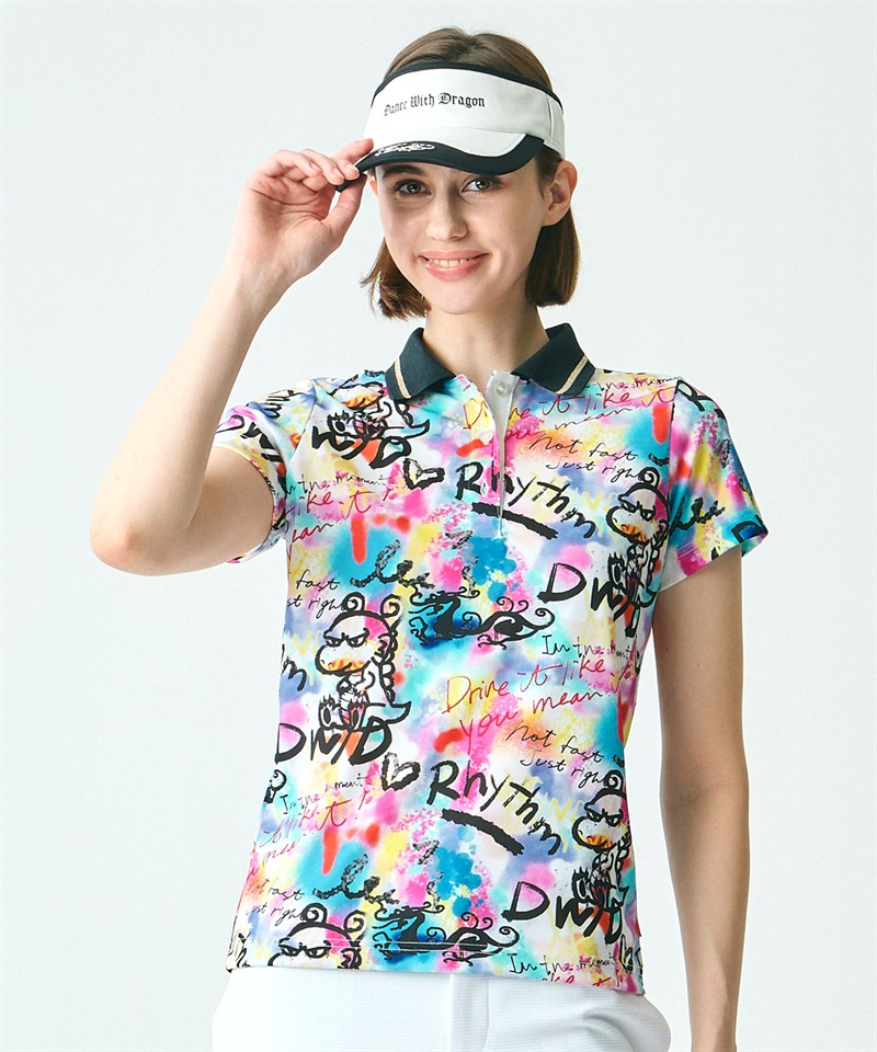 フラワーMIXプリント半袖ポロ