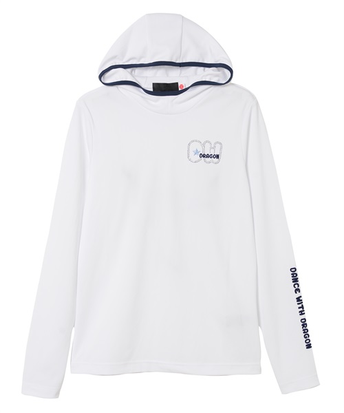 フード長袖モックネック(WHITE-M)