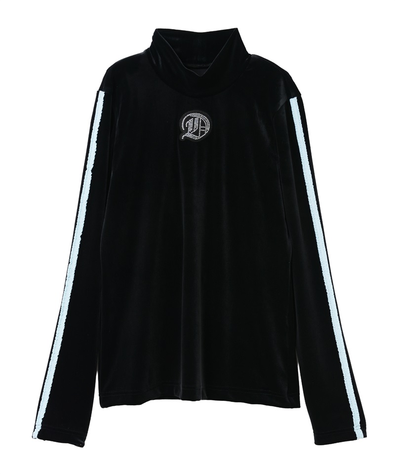 スノーベロア長袖モックネック(BLACK-M)