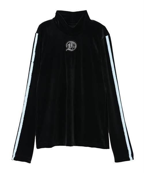 スノーベロア長袖モックネック(BLACK-M)