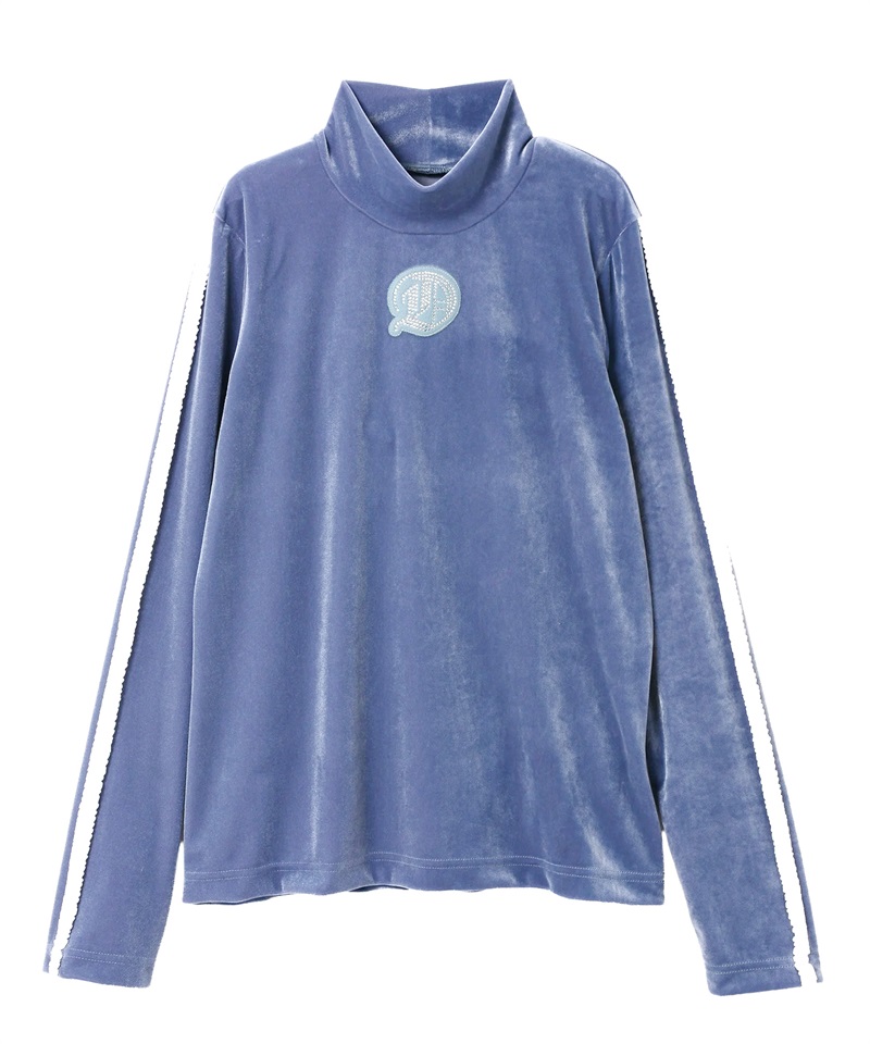 スノーベロア長袖モックネック(BLUE-M)