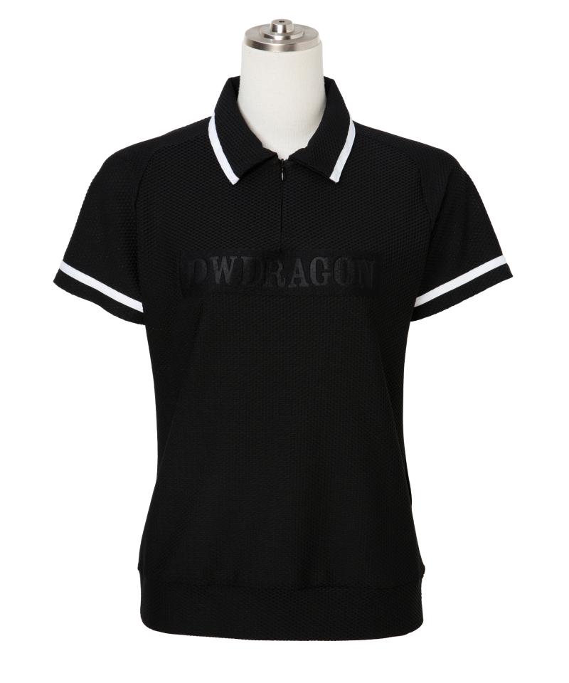 DRY&UVオープンカラー半袖シャツ(BLACK-M)