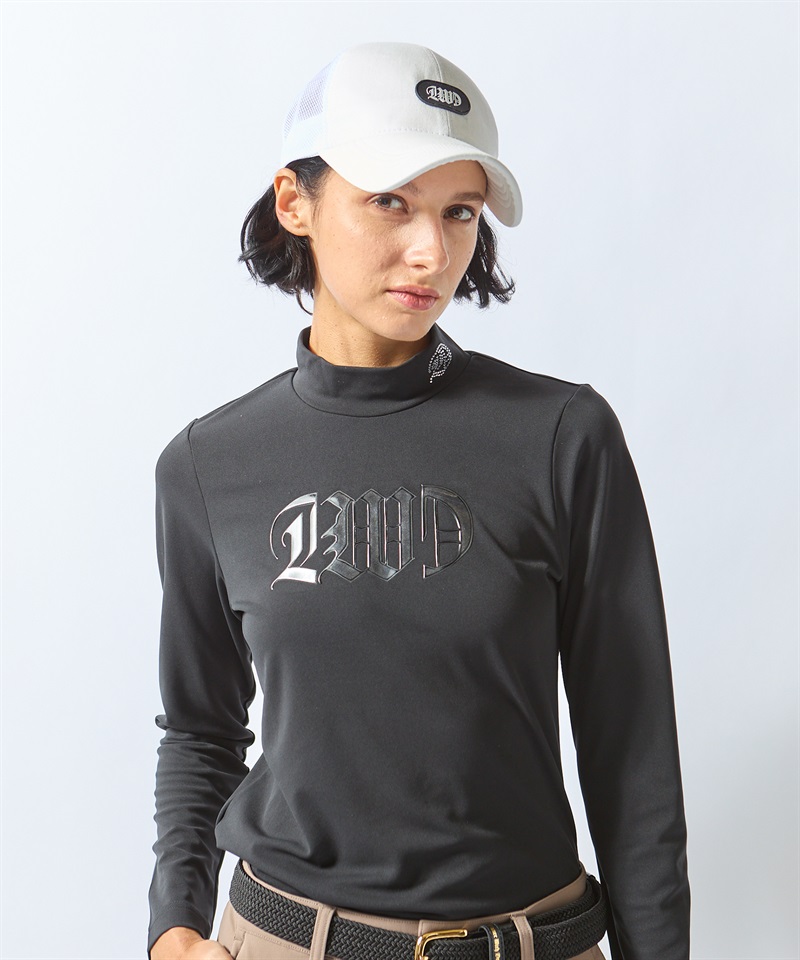もっちりスムース長袖モック(BLACK-M)