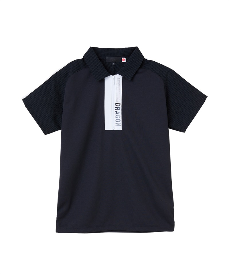 エポーレットサッカースリーブジップシャツ(BLACK-M)