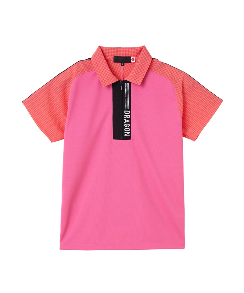 エポーレットサッカースリーブジップシャツ(PINK-M)