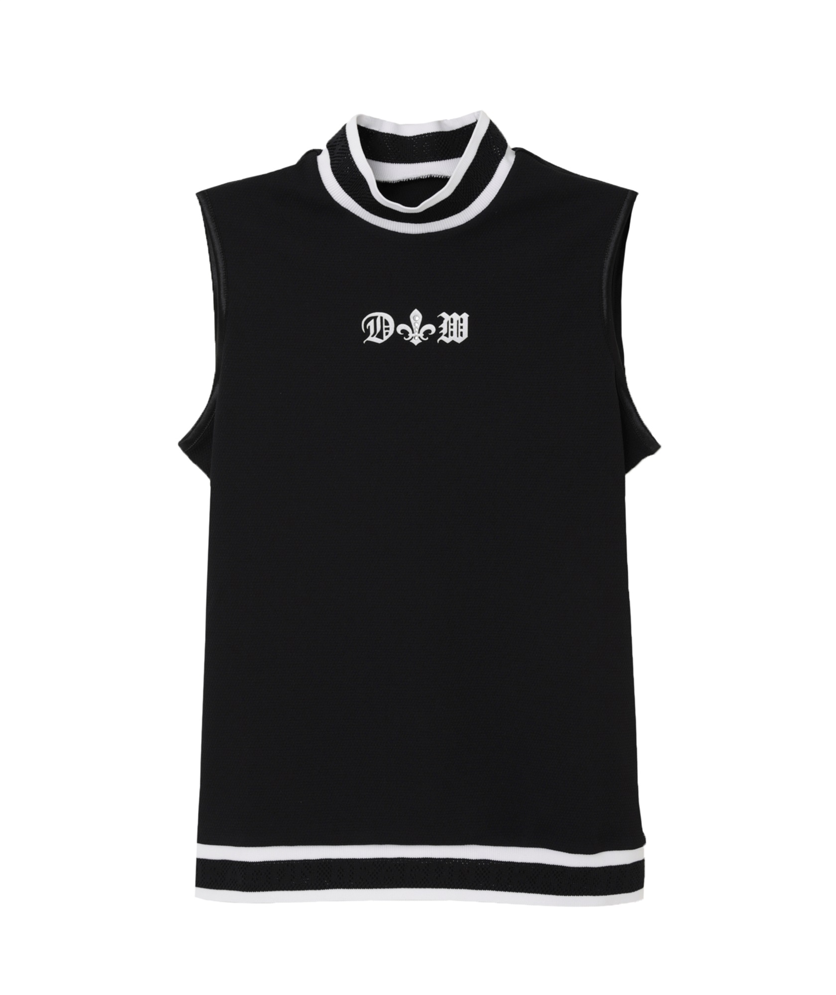 ポップコーンニットハイネックノースリーブ(BLACK-M)