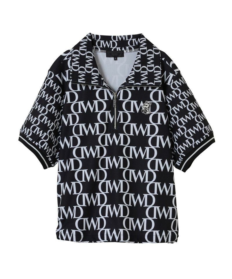 モノグラムプリント半袖プルオーバー(LOGO（BLACK×WHITE）-M)