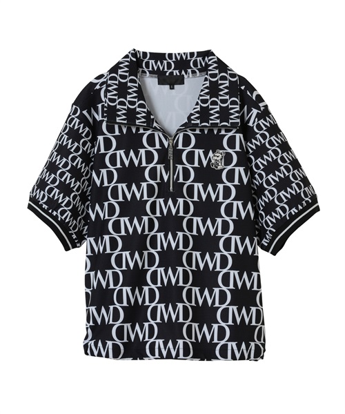 モノグラムプリント半袖プルオーバー(LOGO（BLACK×WHITE）-M)