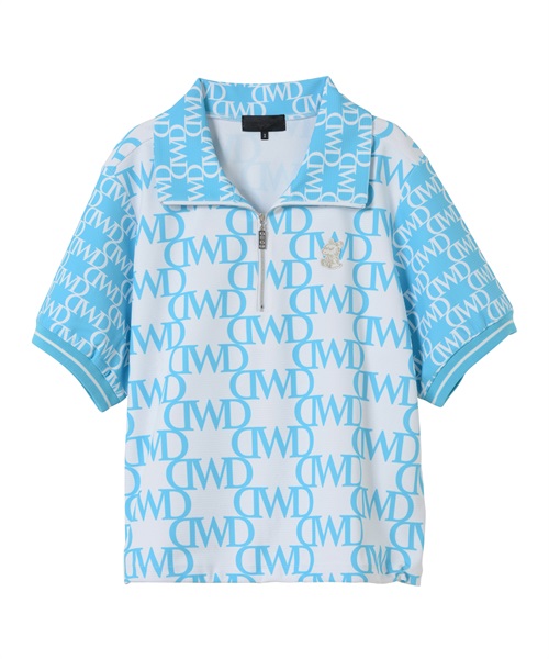 モノグラムプリント半袖プルオーバー(LOGO（BLUE×WHITE）-M)