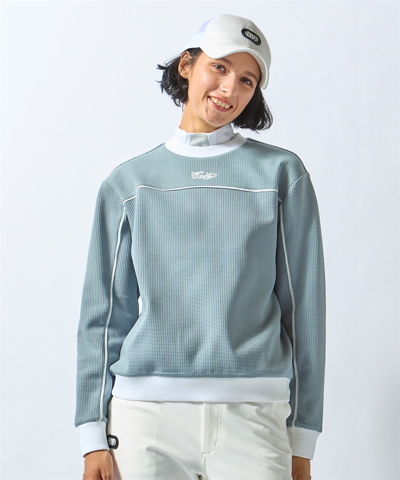 ストレッチワッフルトレーナー(GRAY-M)
