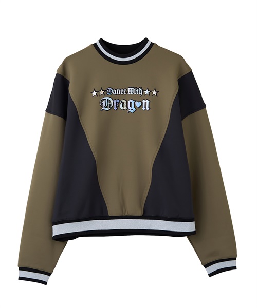 ダンボールブロック配色トレーナー(KHAKI-M)