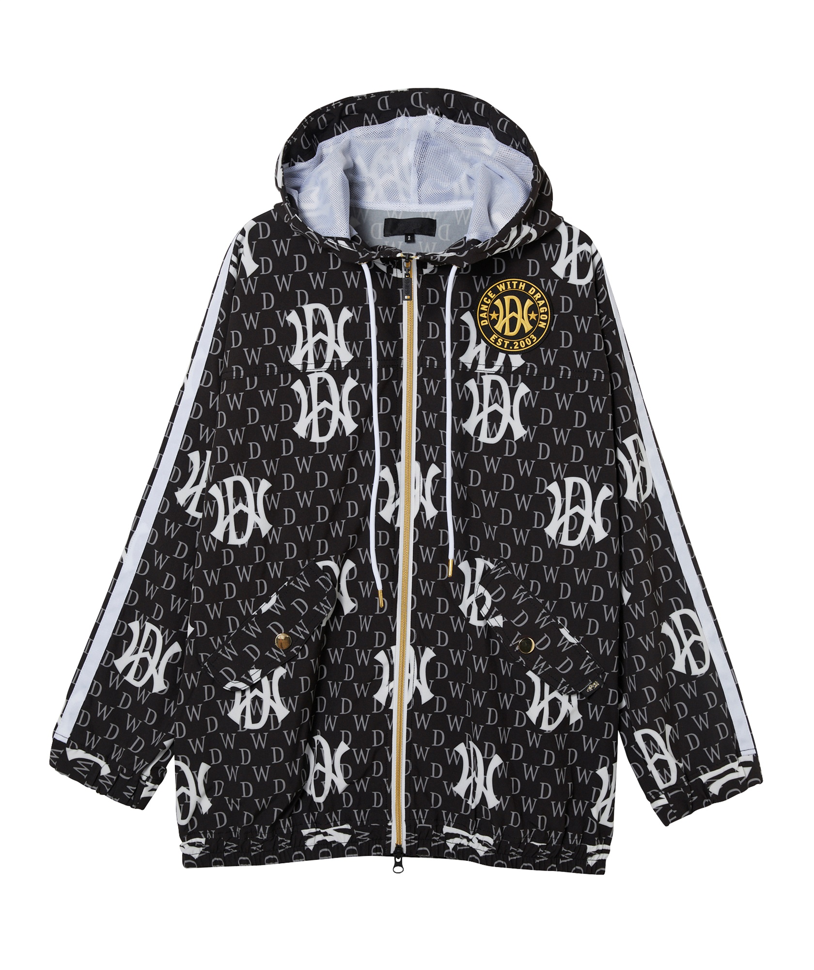 【楽園ゴルフ掲載】モノグラムプリントブルゾン(BLACK-M)