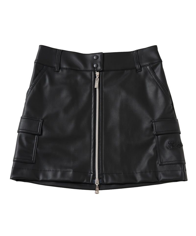 シンセティックレザースカート(BLACK-S)