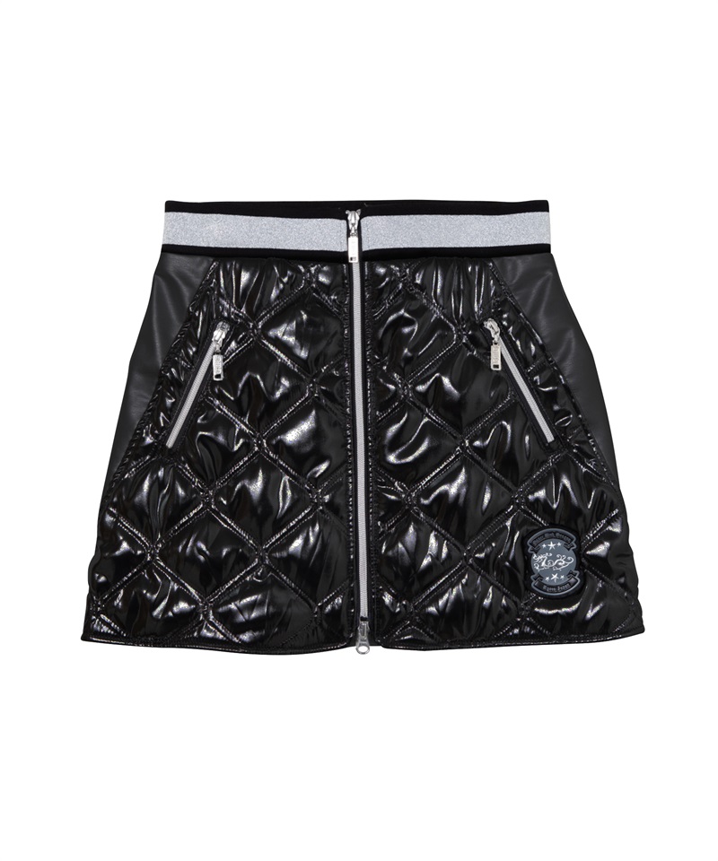 メタリックタフタキルティングスカート(BLACK-S)