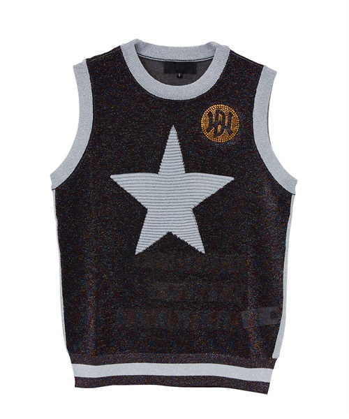 ラメニットベスト(BLACK-M)