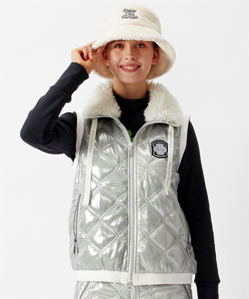 メタリックタフタキルティングベスト