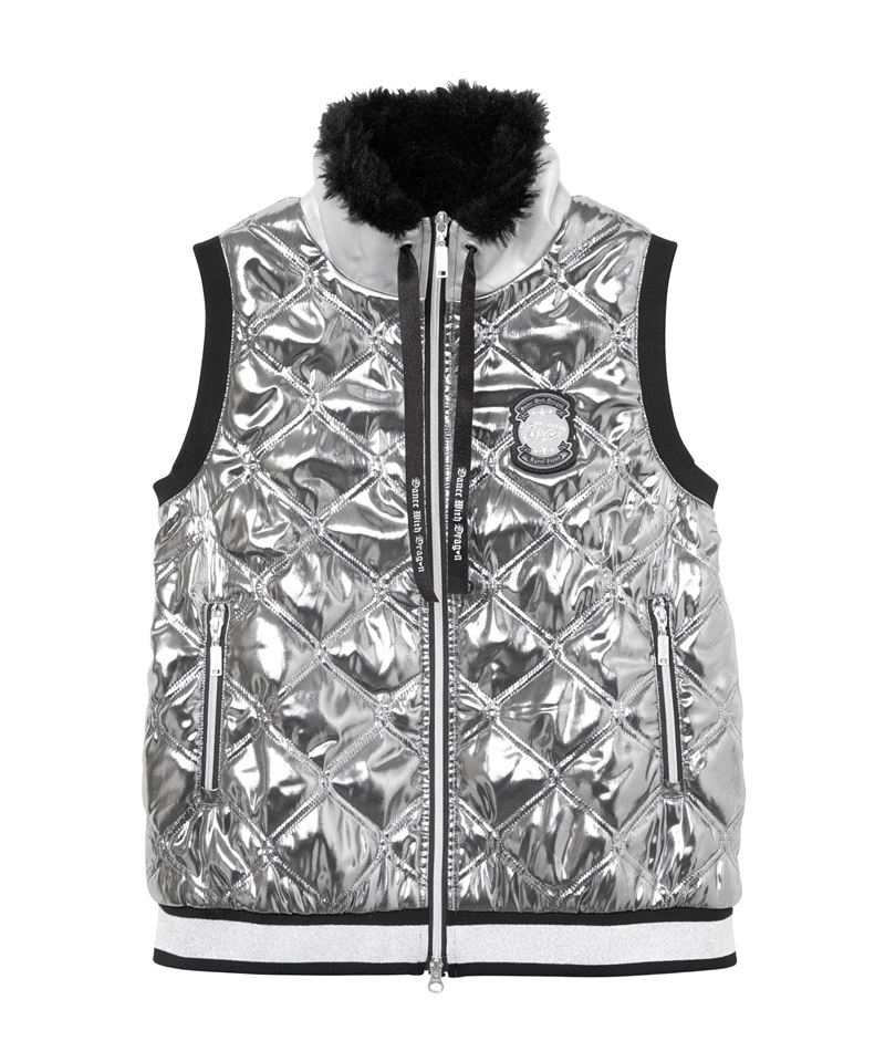 メタリックタフタキルティングベスト(DK SILVER-M)
