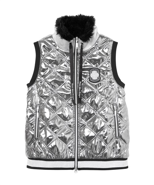 メタリックタフタキルティングベスト(DK SILVER-M)
