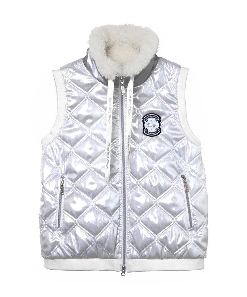 メタリックタフタキルティングベスト(SILVER-M)