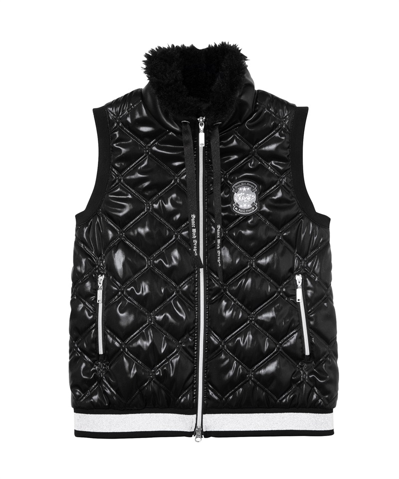 メタリックタフタキルティングベスト(BLACK-M)